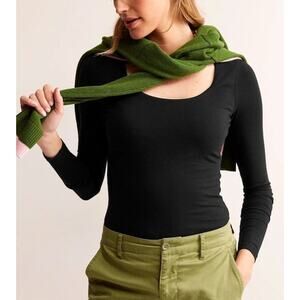 Boden Double Layer Scoop Neck Long Sleeve Top 16 Black Capsule Minimal Layering